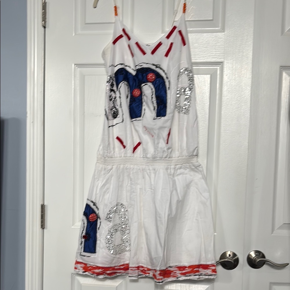 Desigual Women’s White and Red Dress in size 42